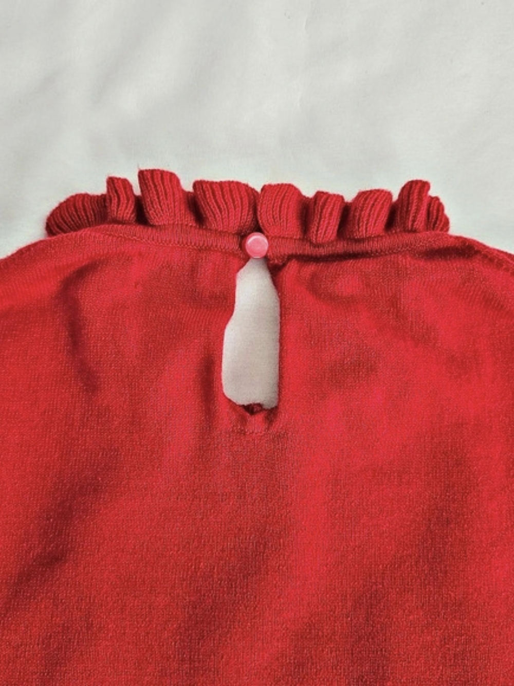 J.Crew Ruffleneck Sweater Ruffled Neck Cotton Red Large - Picture 6 of 7